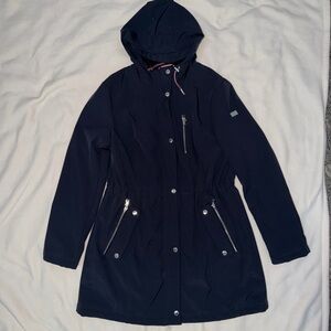 Tommy Hilfiger Women's Dark Blue Hooded Raincoat